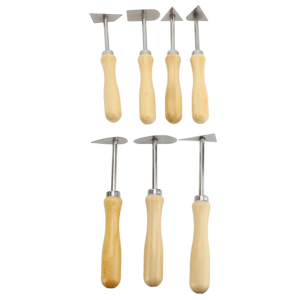 7Pcs Clay Push Pin Fettling Tools Wooden Handle Metal Cutter Ceramic Shaping Carving Tools for Potte