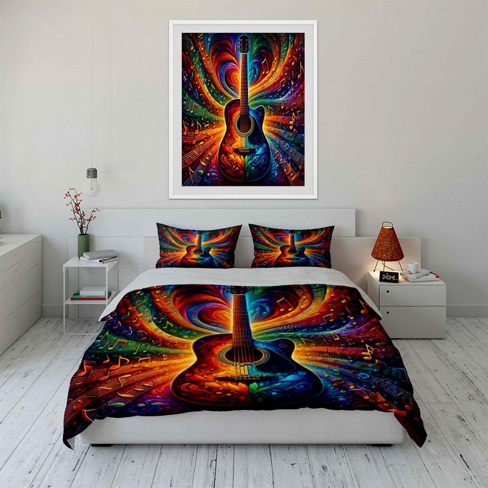 Colorful Music Art Decor Set Soft Comfortable Duvet Cover Bedding Set Included 1*Duvet Cover & 2*Pillowcases, Gift