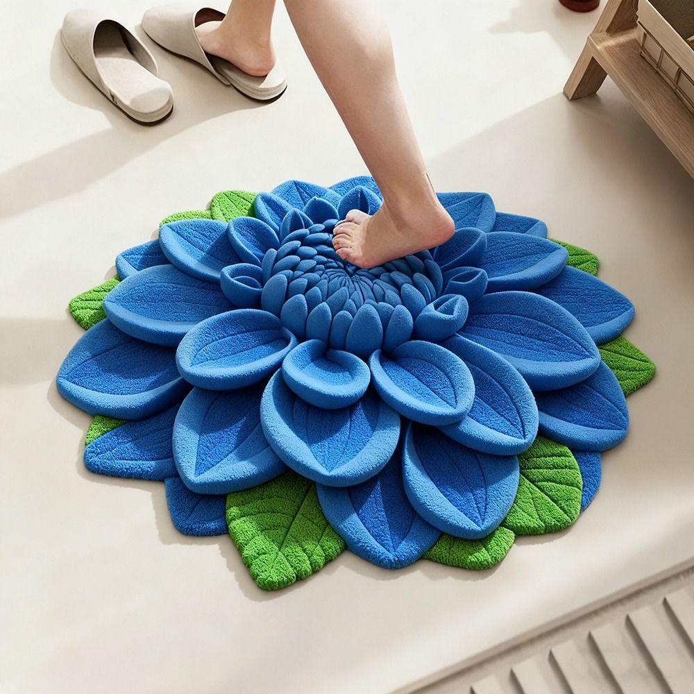 Special-shaped 3D Flower Carpet Non-slip Absorbent Bathroom Floor Mat Soft Dirt-resistant Door Blanket