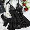 Sling Home Wear Summer Sleeveless Fully Transparent Nightgown Women Robe Nightdress Plus Size Pajamas Panty Set Exquisite V-Neck