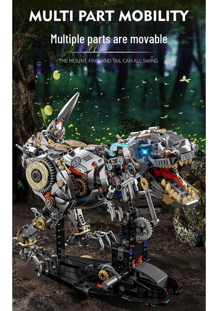 Steampunk Bionic Mechanical T-Rex Building Block Toy Model – High Challenge Compatible with Lego