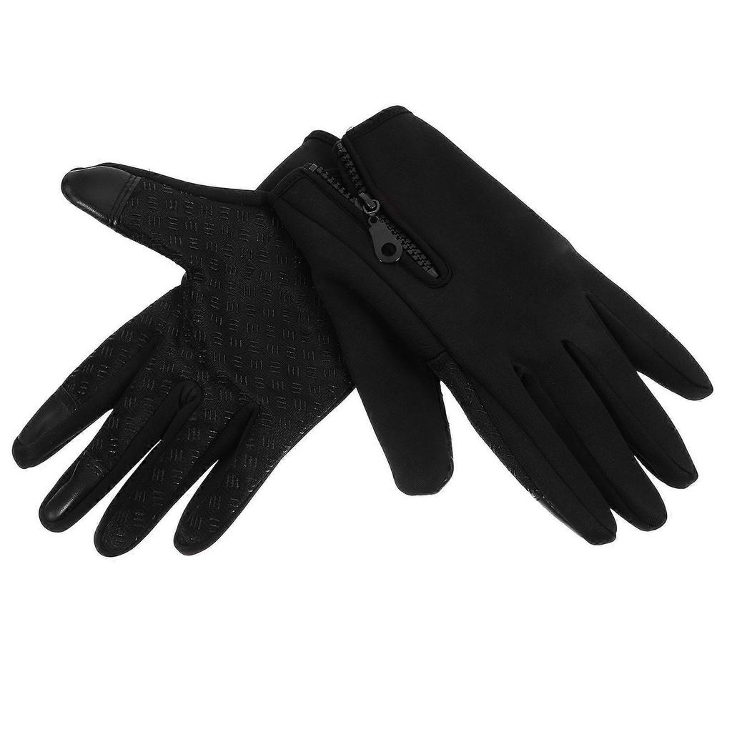 Waterproof Windproof Gloves Thermal Winter Warm Fleece Full Finger Touch Screen XL Black 1Pair