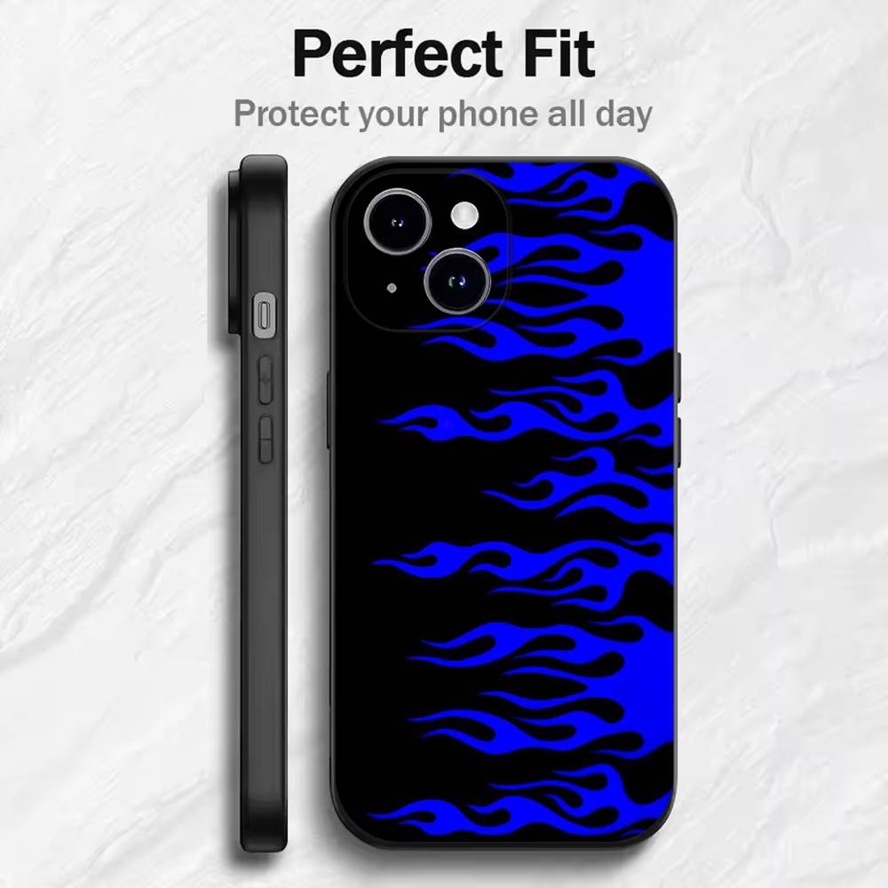 Creative Fashion Flame Phone Case For 17 16 15 14 13 12 11 Mini XS XR X 6S 6 Pro Max Plus Black Soft Cover