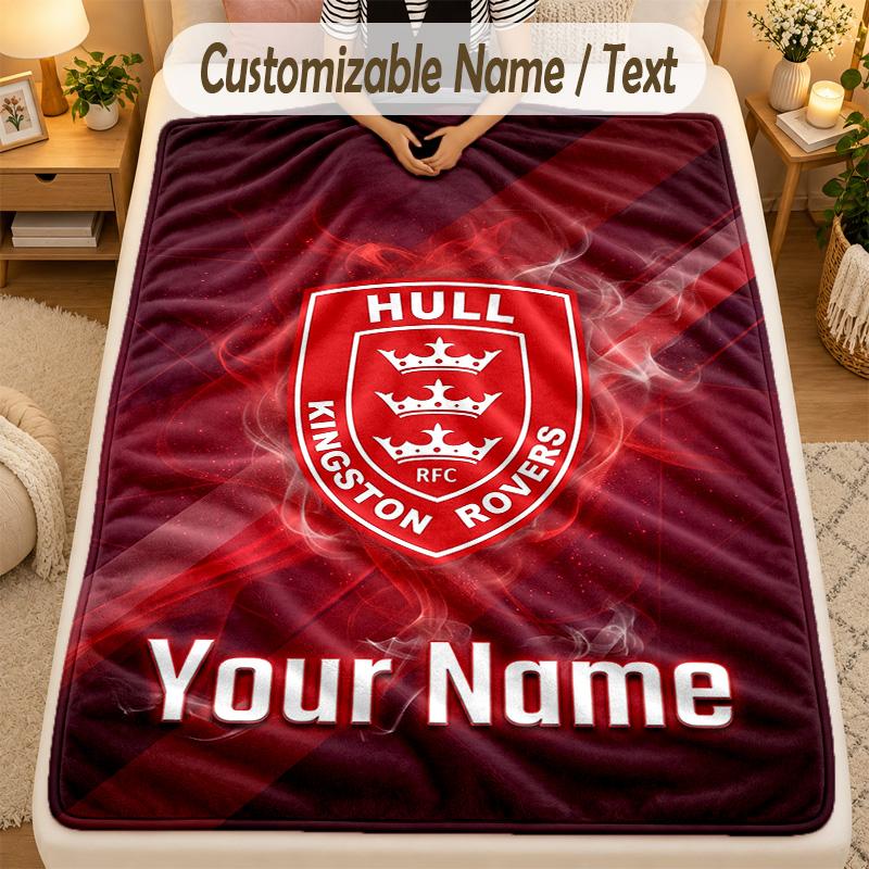 Flannel BlanketHull KR Custom Name Text Personalized Soft Warm Throw Blanket Home Decor Gift