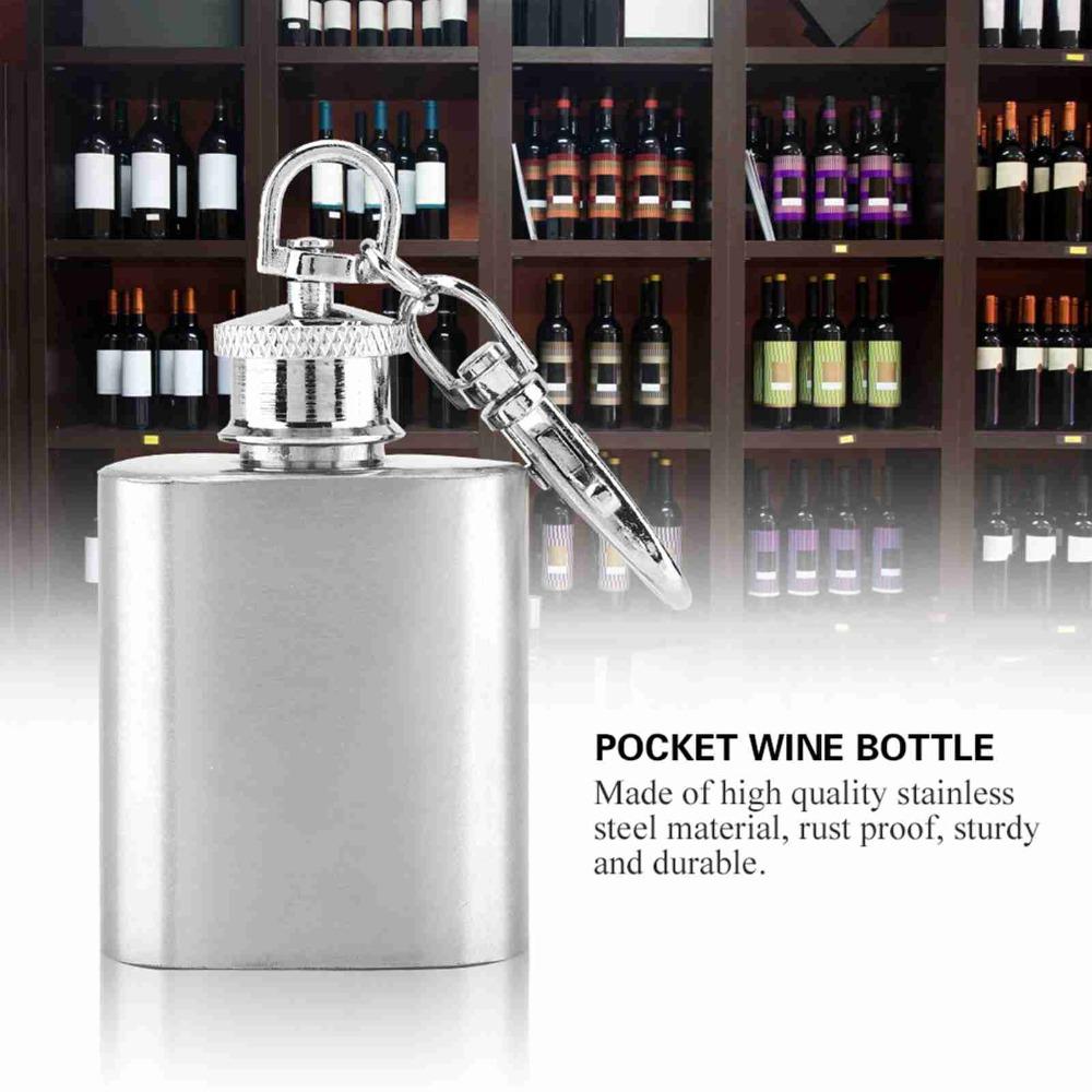 2pcs 1 oz Stainless Steel Liquor Bottle Silver Pocket Wine Bottle Alcohol Bottle Keychain Gift