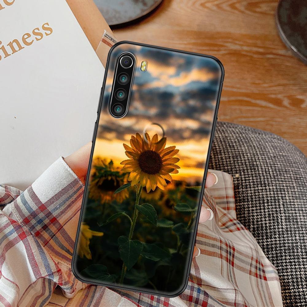 Cute&amp;nbsp;Sunflower Phone Case For Xiaomi Redmi Note 7 8 9 10 7A 8T 9A 9T 9S 10S Pro black art hoesjes fashion cover pretty shell