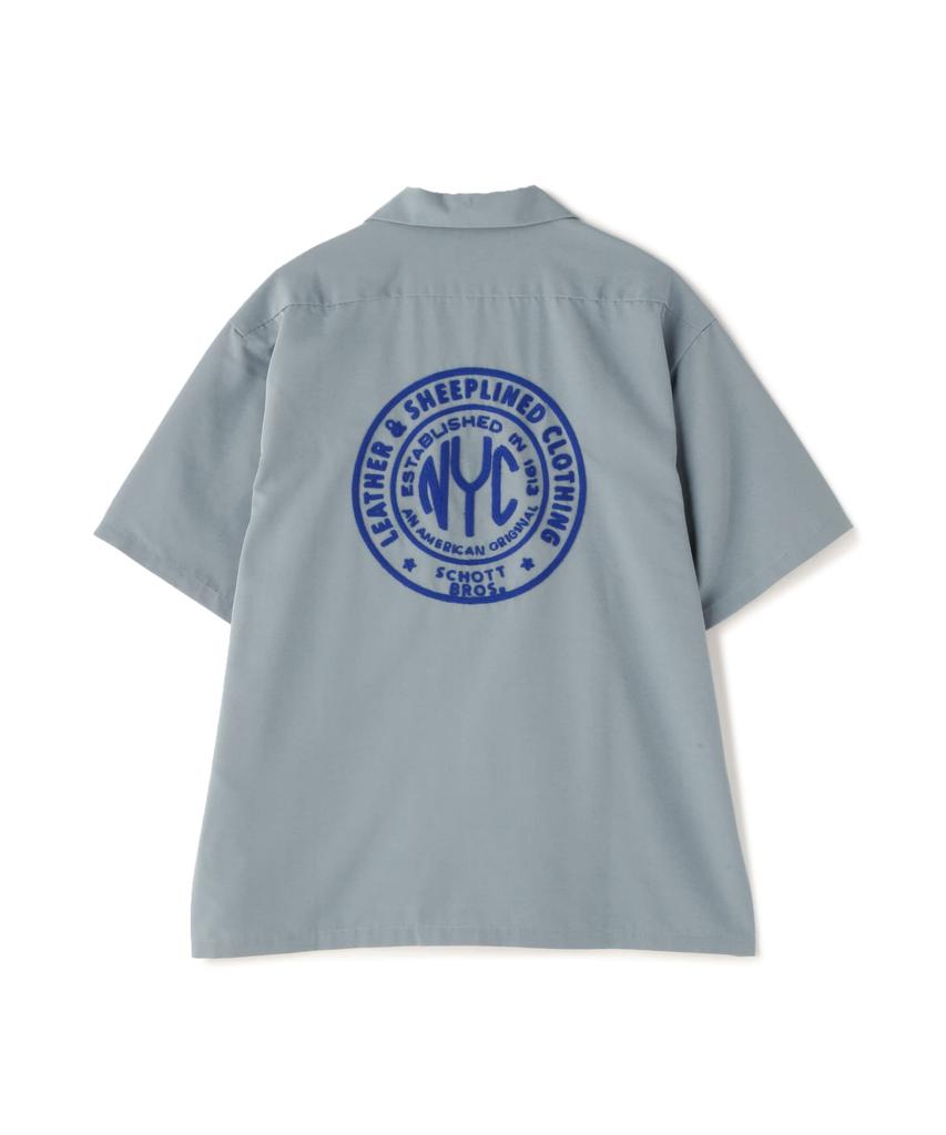 [Schott] [WEB LIMITED] NYC EMB. TC SHIRT "STAMP" / Embroidered Shirt NYC "STAMP" Men's M 391 Sax 782-3123020
