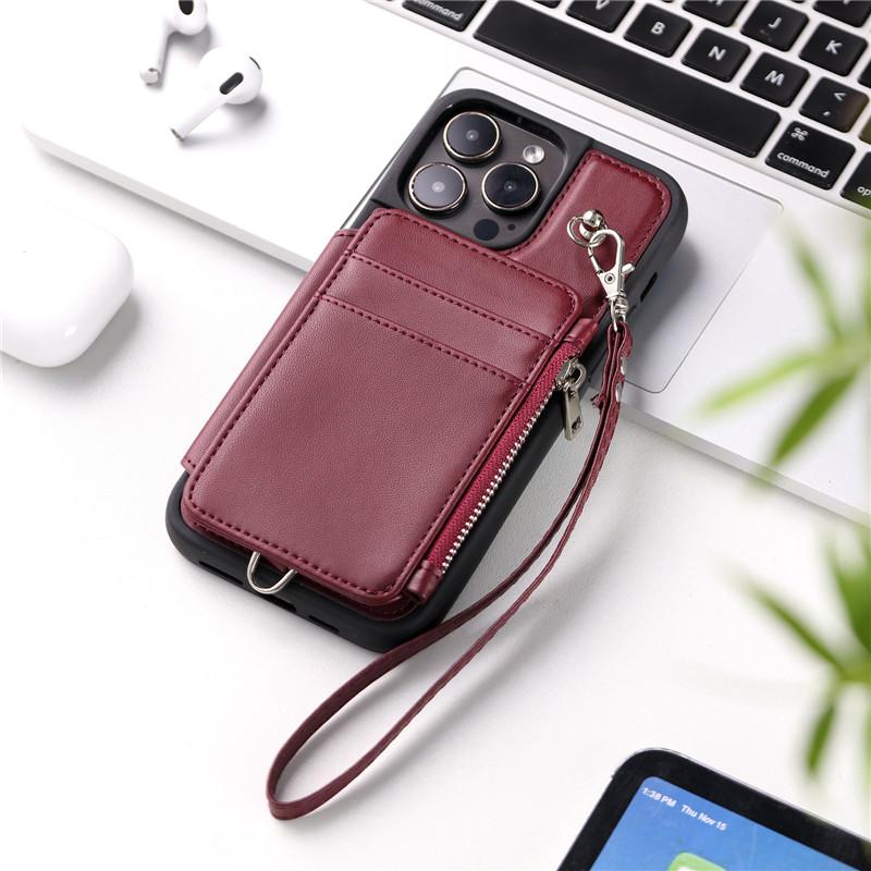 Capa de telefone de couro com cordão para iPhone 15 Pro Max 14 Plus para Samsung Galaxy S23 Ultra S22 Pro S21 A54 A14 A53 A13 capa de pulso com corda flip