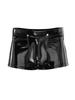 Pánské boxerky z PVC kůže Sexy s knoflíkem otevřený rozkrok Erotické spodní prádlo Pánské klubové oblečení Spodní prádlo PU Wetlook Horké šortky