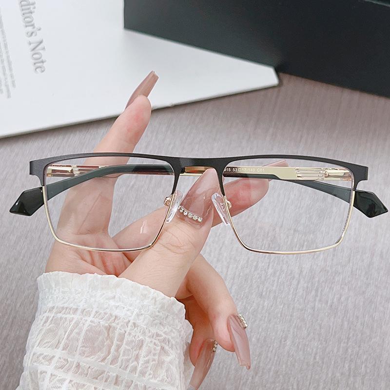 Men's Anti-Blue Light Square Metal Glasses Frame 6915 - Business Casual Style