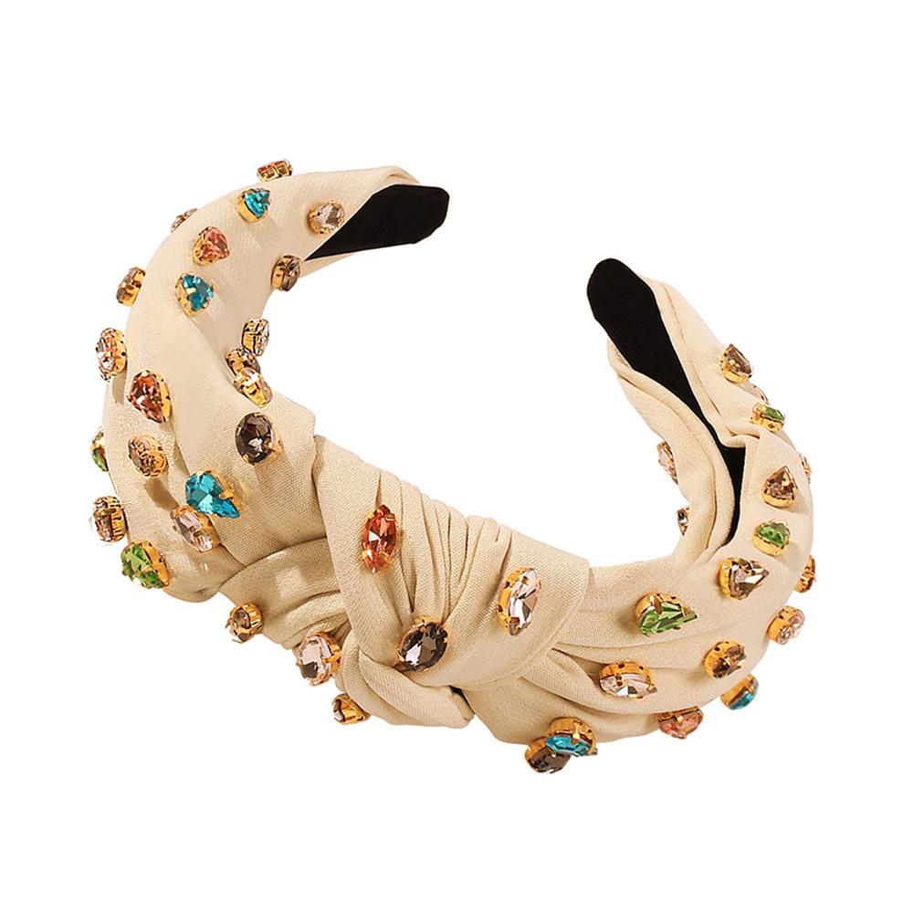 Colorful Rhinestone Headband Middle Knot Turban Hairband For Women Girls Handmade Casual Head Band New Fashion Hair Accessories