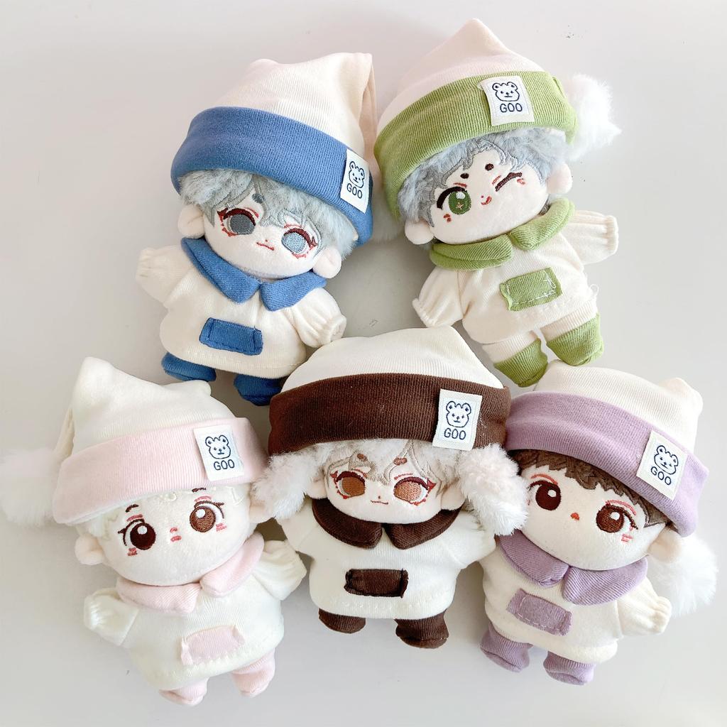 Pink Pajama Set and for 10cm Plush Kigurumi Otaku Doll Kpopdoll Costume (Hat, Dress, Shoes) Doll, Accessories, Activities, Mascot, [Used]