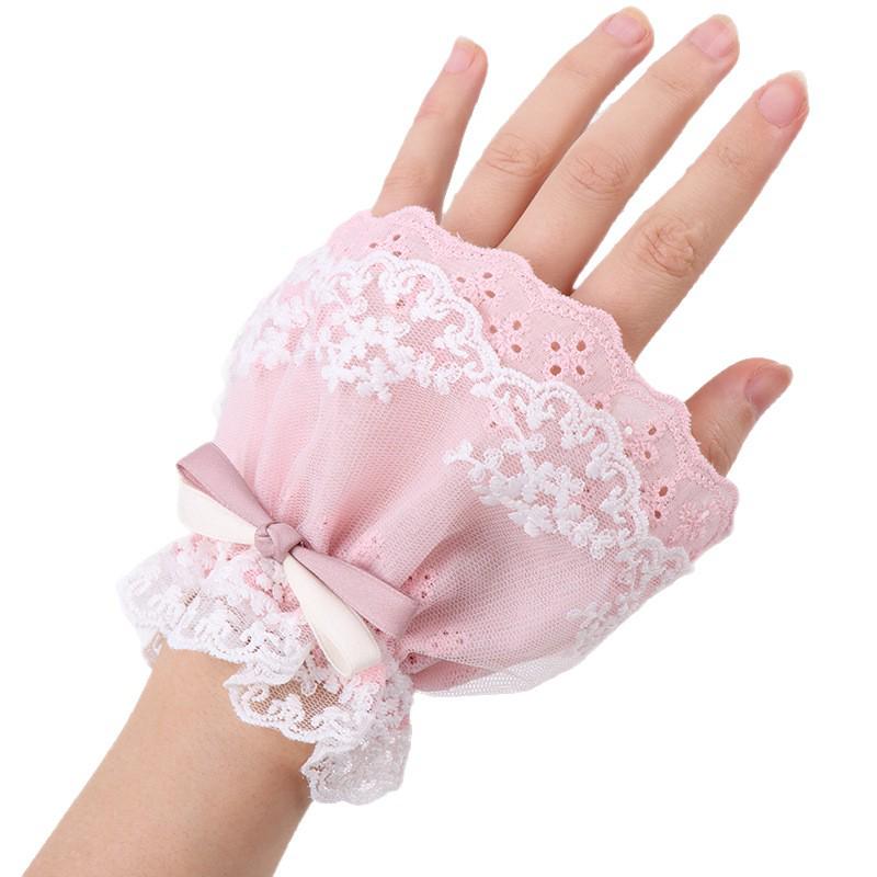 Maniche a Polso Lolita con Lavorazione a Intaglio e Fiocco in Pizzo