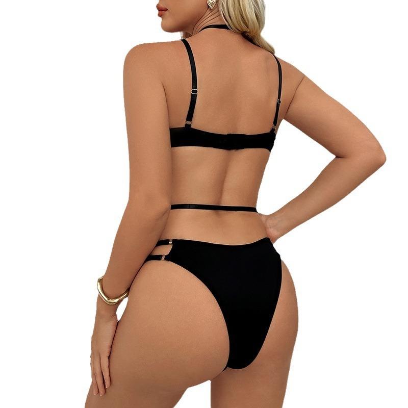 New sexy big mesh hollow cross webbing splicing sexy underwear set