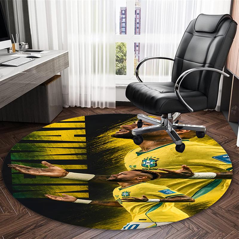 1pc Neymar8 Carpet, Round Rug, Comfortable, Suitable for Entryways, Living Rooms, Office, And Bedrooms, Christmas Decoration