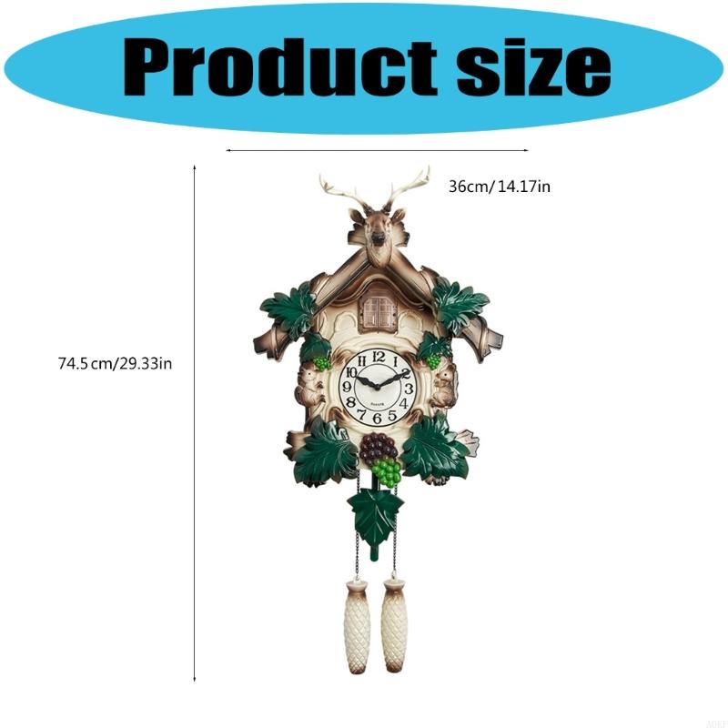 Wall Mounted Cuckoo Clock with European Retro Deer Head Design and Hourly Chimes Quiet Accurate Timekeeping A0KF