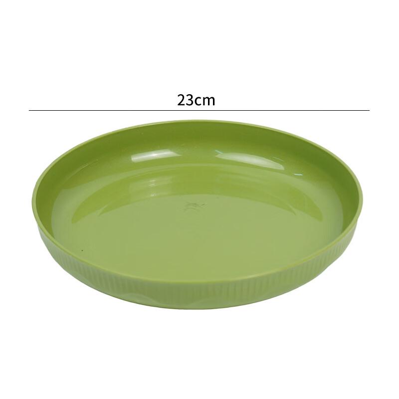 ZISIZ Green Round Textured Plastic Plate Set (3-Pack)