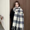 Soft Long Tassel Neckscarf Cold-proof Women Thickened Scarf Shawl Plaid Knitted Scarf  New Year