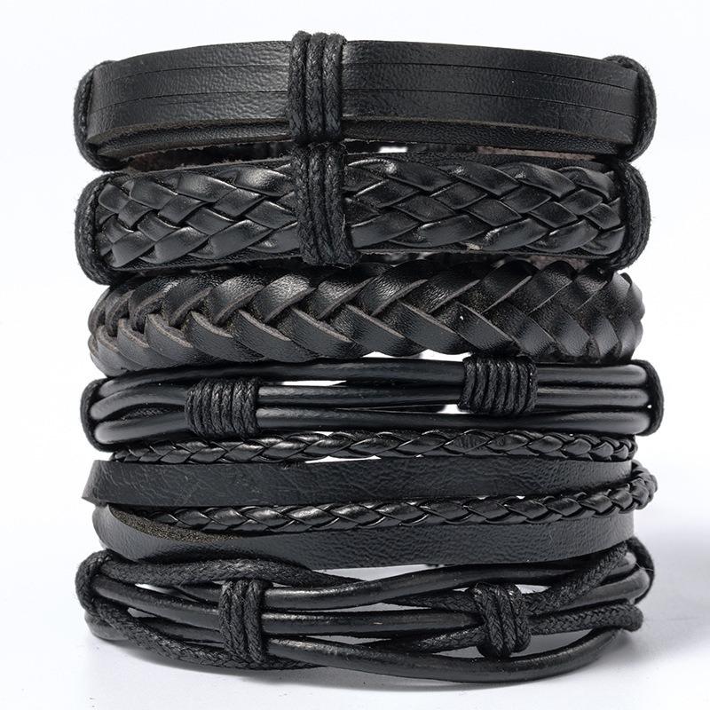 Xiyin Temu European and American Trend Retro Fashion Punk Style Leather Bracelet