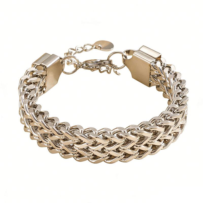 

Titanium steel coarse-woven bracelet - Hip-hop style accessory - Retro hand ring