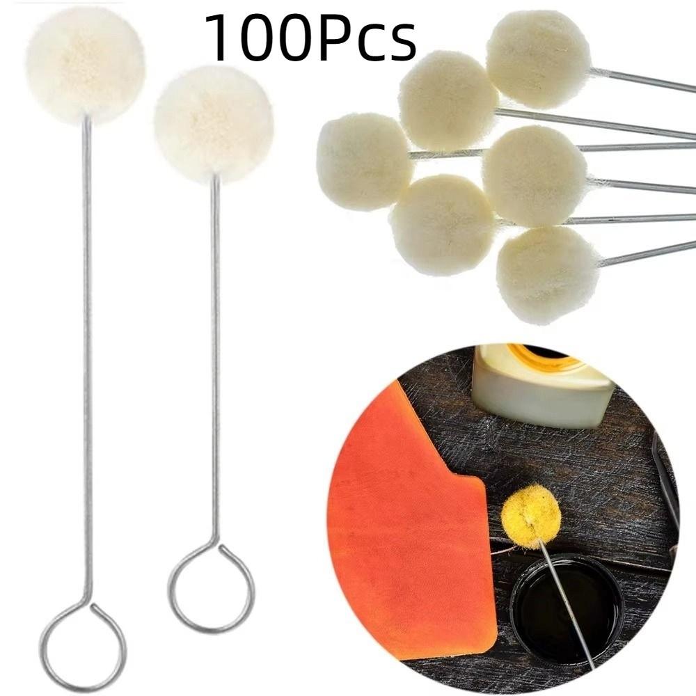 100Pcs DIY Craft Leather Wool Balls Painting Brush Leather Dyeing Applicator  Bowling Shoe Brush