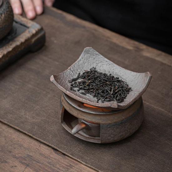 Ceramic Tea Warmer Candle Heating Stove with Pot Holder Aromatherapy Diffuser for Tea Warming Scent Release Home Office Meditation Decor