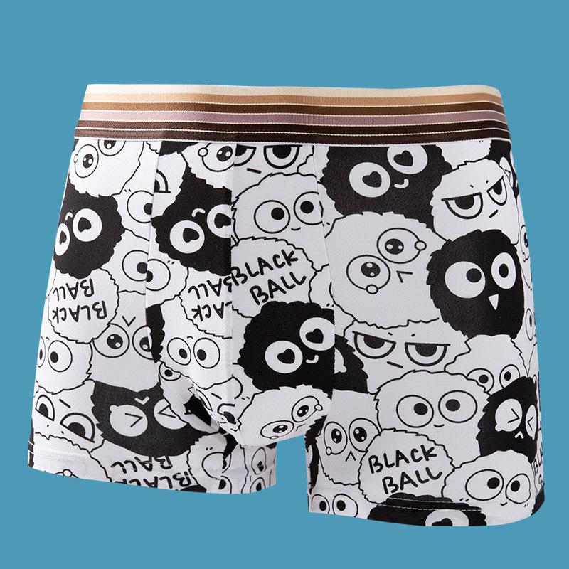 Men's Cartoon Summer Flat-Leg Antibacterial Briefs - Trendy Personality Four-Corner Shorts