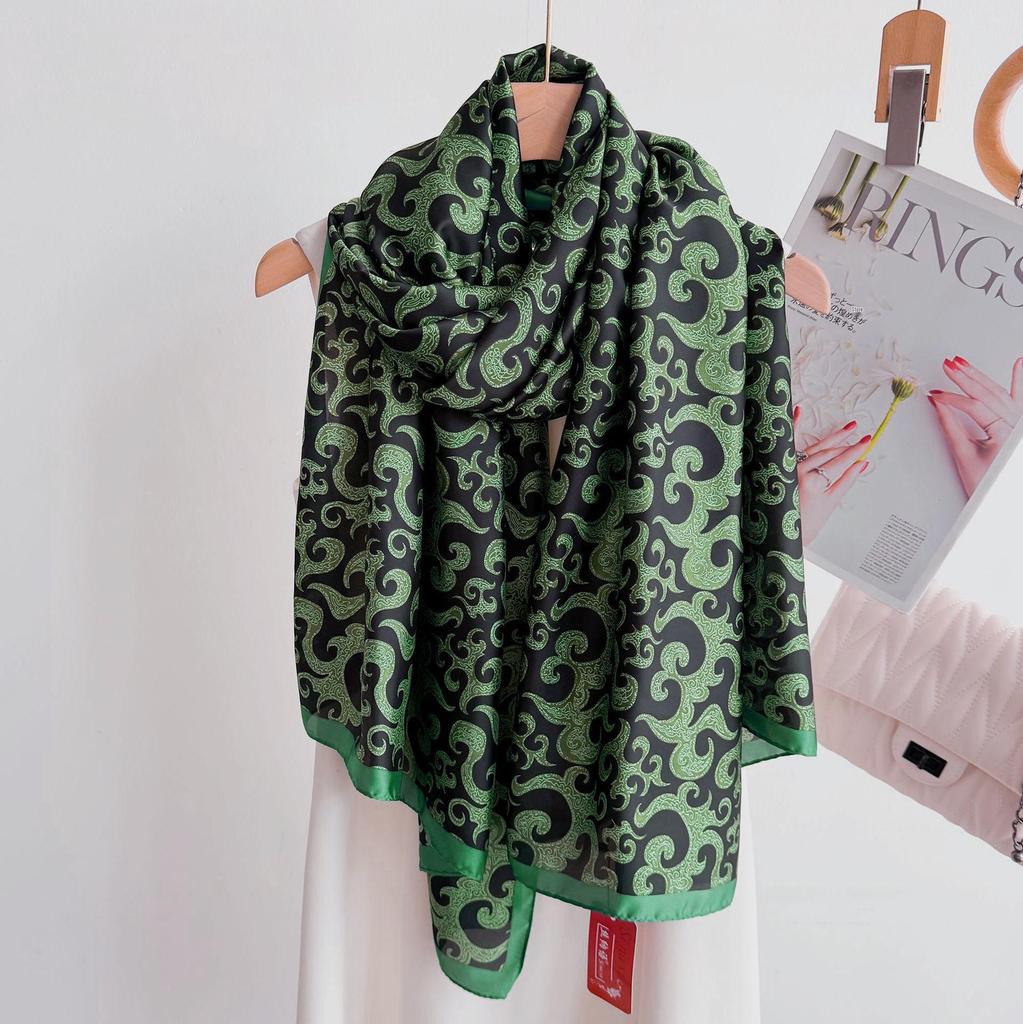 2024 Stylish Korean Brocade Silk Scarf for Women - Versatile Spring/Autumn Shawl