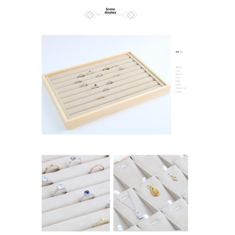 Minimalist natural wood jewelry display tray - stylish ring, necklace, bracelet, watch, and bangle organizer