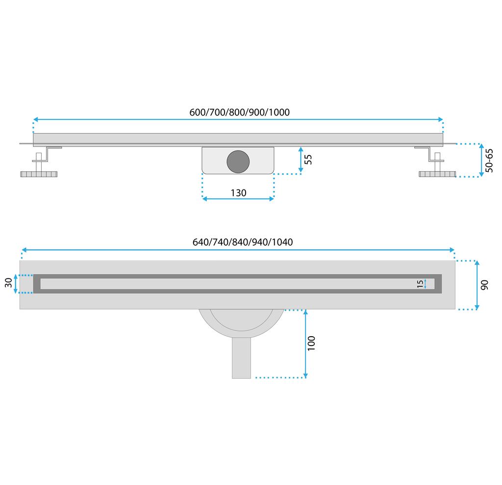Odpływ neox slim pro złoty szczotkowany 700 sku rea-g2714