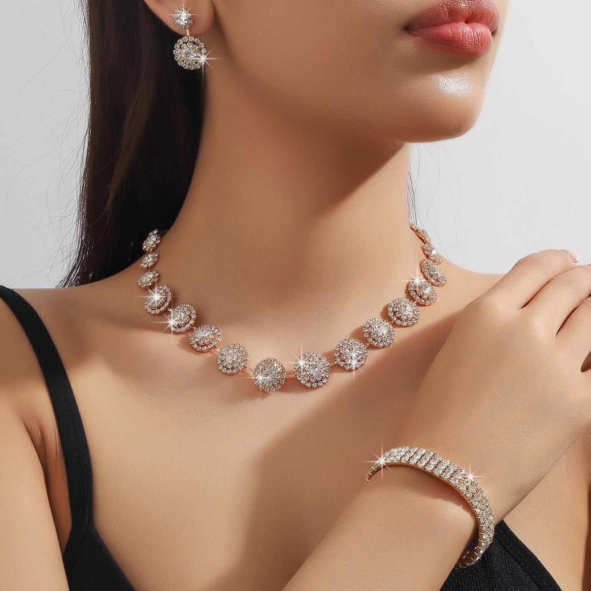 

Популярный свадебный новый модный круглый браслет-колье серьги-тройка для женщин