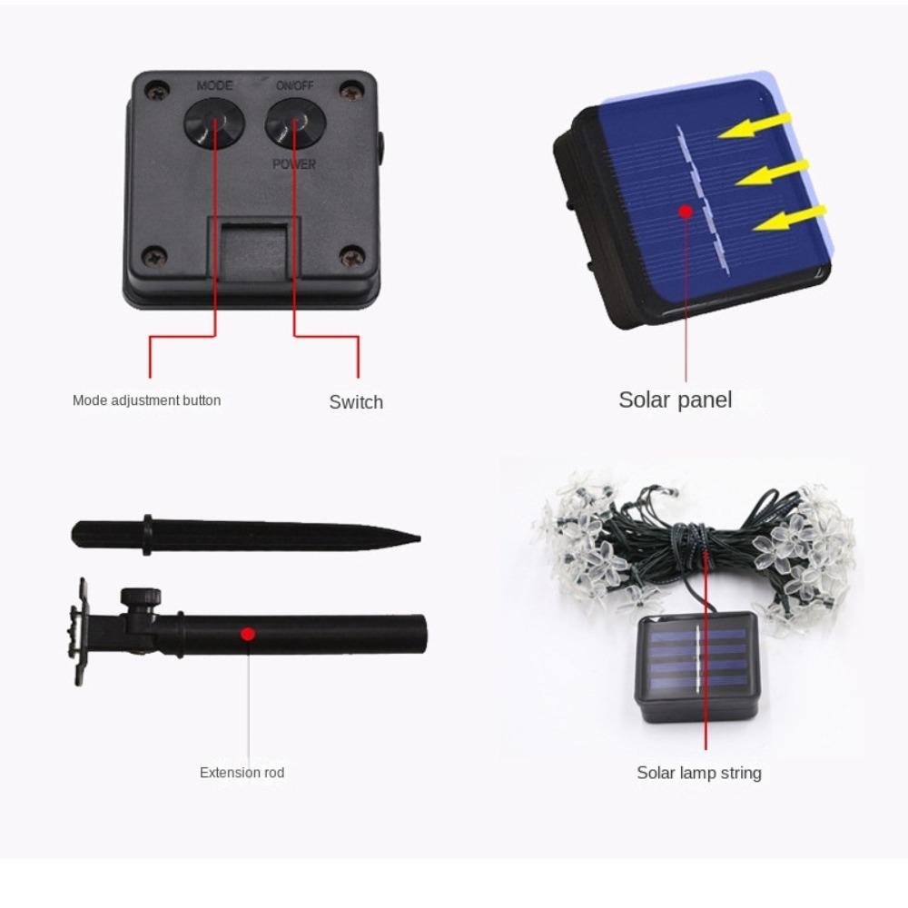 5M/7M/12M Solar Garden Light Cherry Blossom Christmas Chain Lamp Landscape Light  Blossom Festoon