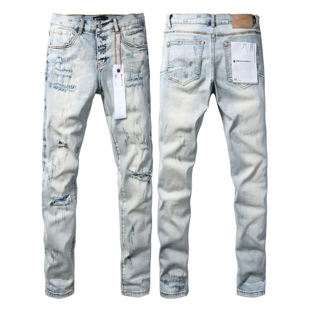 New Fashion Jeans Men streetwear Classic style Black Distressed Streetwear High Stretch Skinny Button Fly Ripped Trousers Brand