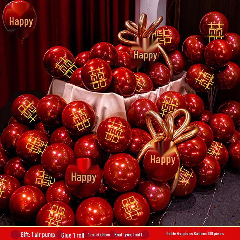 Double Layer Red Latex Balloons Set for Wedding & Engagement Room Decorations