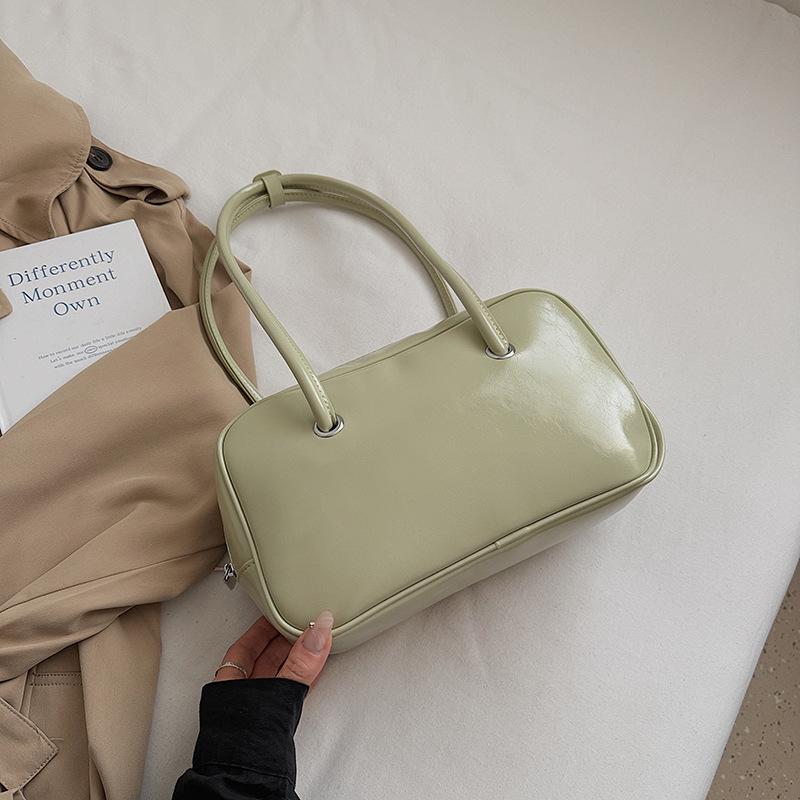 Korean Stylish Square Bag Solid Color Versatile Bowling Bag Hot-selling Retro Shoulder Bag New Style High-quality Pu Leather Bag
