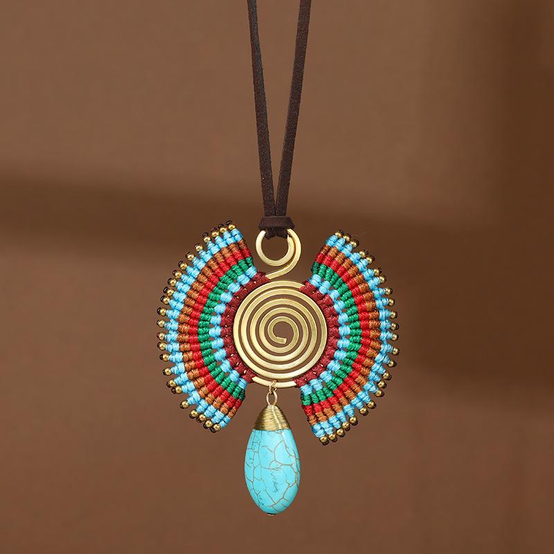 Niche Design Woven Necklace Retro Bohemian Vacation Style Long Sweater Chain Accessories Women