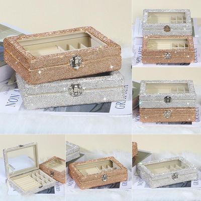Diamond Flannel Jewelry Storage Box for Home - Ideal for Watches, Earrings, and Rings