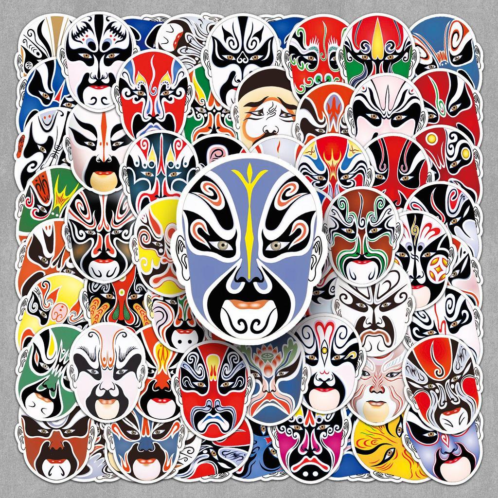 60 Waterproof Chinese Opera Style Stickers for Face Painting, Notebooks, and Earphones