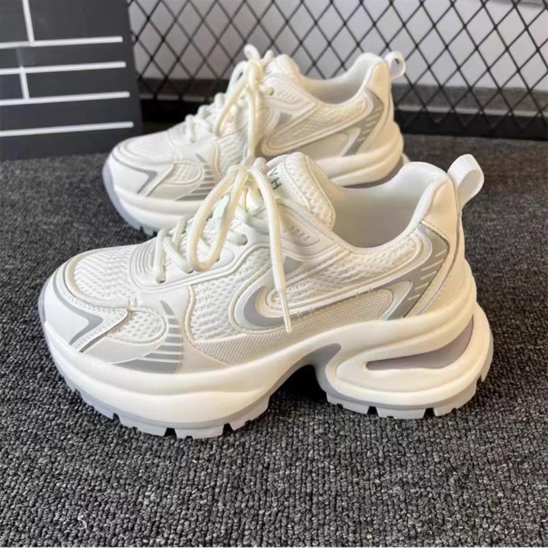 

Новые кроссовки на толстой подошве для женщин, универсальные и дышащие спортивные туфли, легкая и повседневная обувь 40 белый