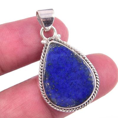 Natural Lapis Lazuli Gemstone 925 Solid Sterling Silver Gift Pendant 1.25" l1M40
