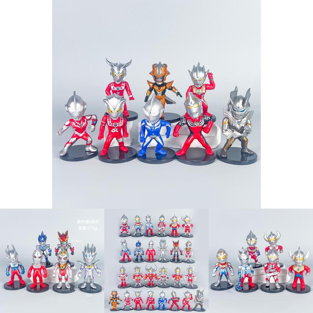 Ultraman Cartoon Character Mini Model Ornament Six Pieces Set For Fans And Giftgiving