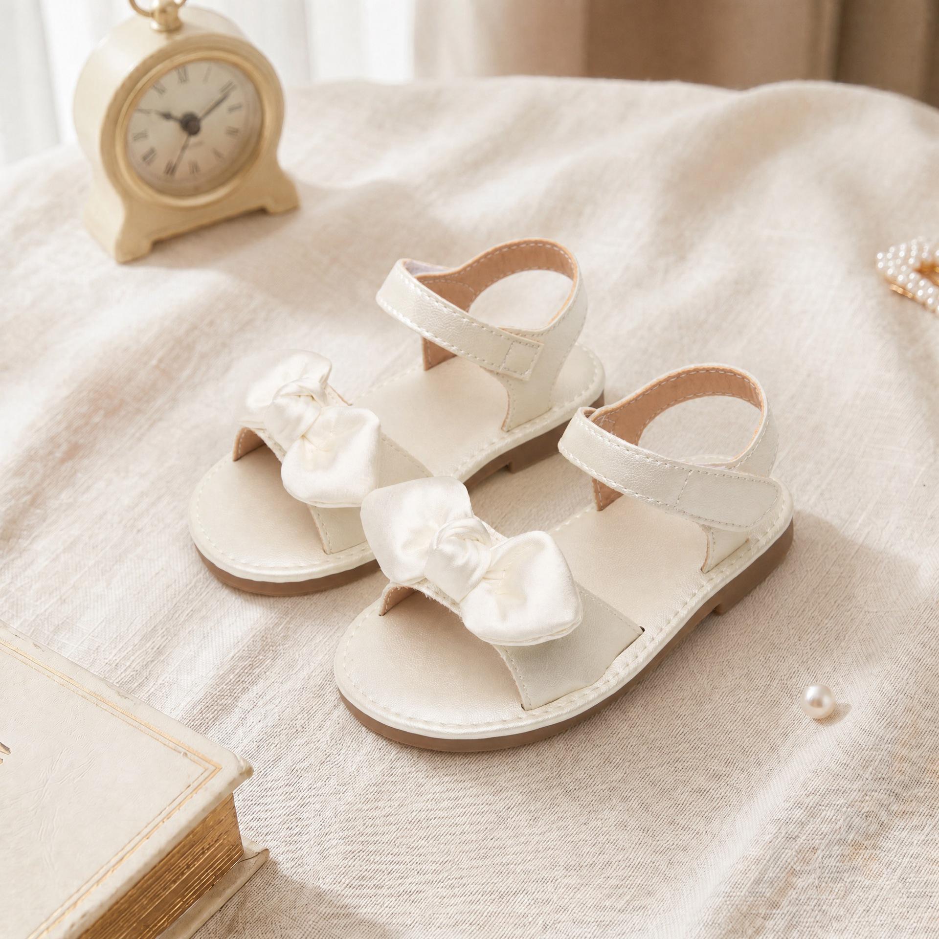 Girls Soft Sole Butterfly Knot Velcro Sandals – Multiple Colors Available 30 белый