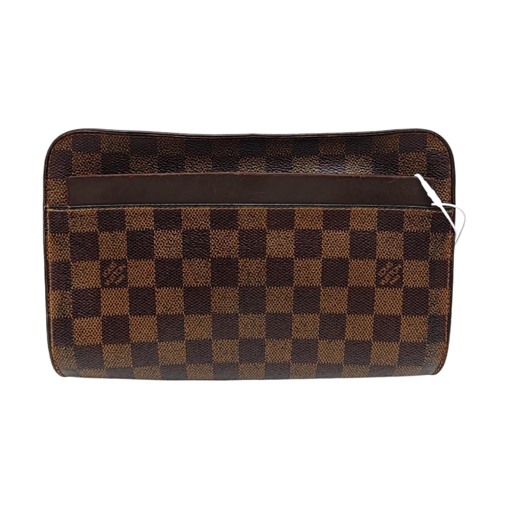 [Pre-Owned] Logo Patch Checkered Canvas Clutch - Good #CO5RAY ONE SIZE