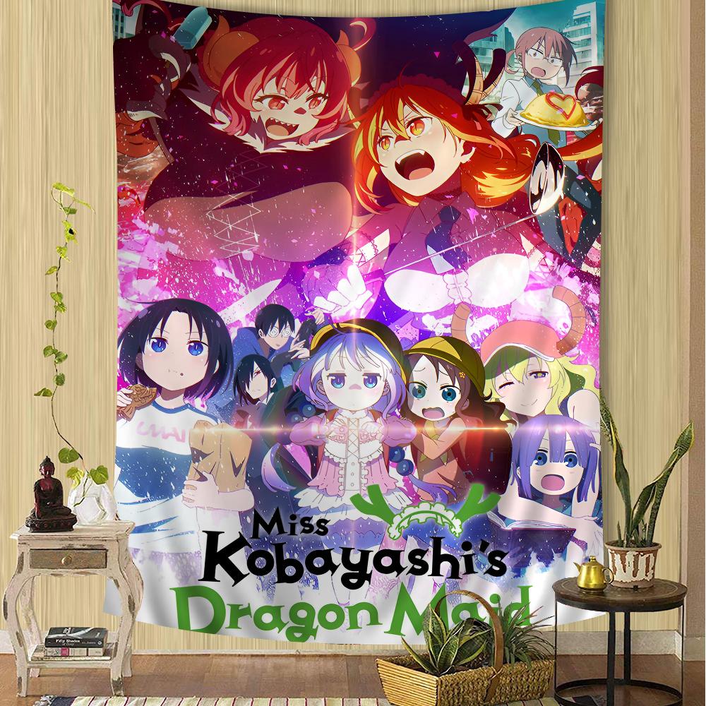 1PC Anime Miss Kobayashi's Dragon Maid Wall Tapestry Hanging Tarot Hippie Wall Rugs Dorm Wall Hanging Sheets