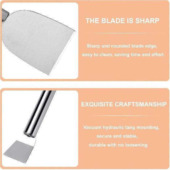 2 PCS Stainless Steel Scrapers – Multifunctional Scraper Cleaning Tool for Cookware, Stovetop, Adhesive, Oven Racks, Grout, Grill & Glass, Durable