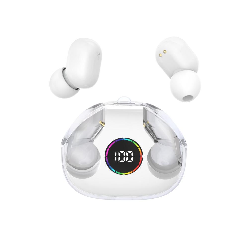 

Мини-наушники беспроводные наушники Bluetooth 5.3 цифровой дисплей CVC8.0 шумоподавление стерео музыка с HD микрофон сенсорное управление для iPhone Xiaomi Huawei белый