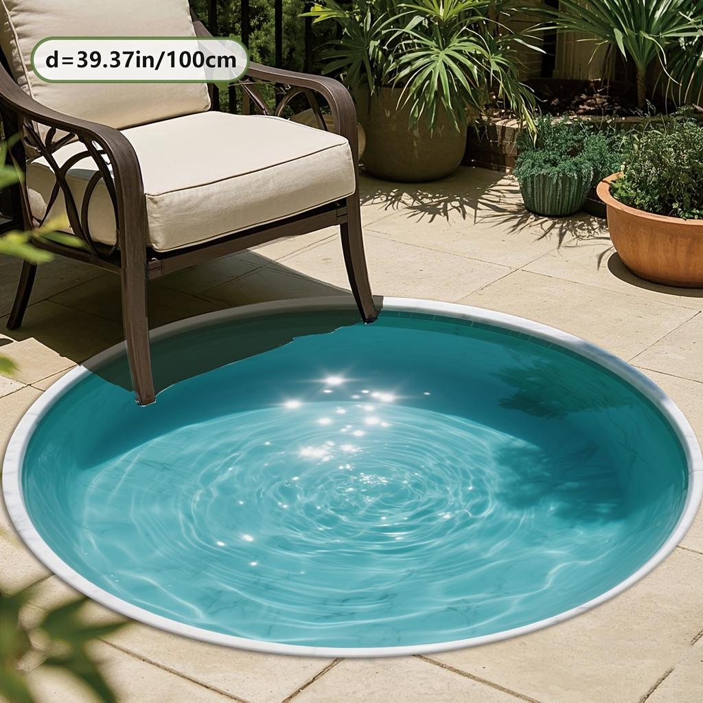Tappeto Rotondo Morbido da Piscina, Tappeto da Esterno Leggero e Accogliente per Giardino e Patio, Piccolo Tappeto Decorativo Antiscivolo