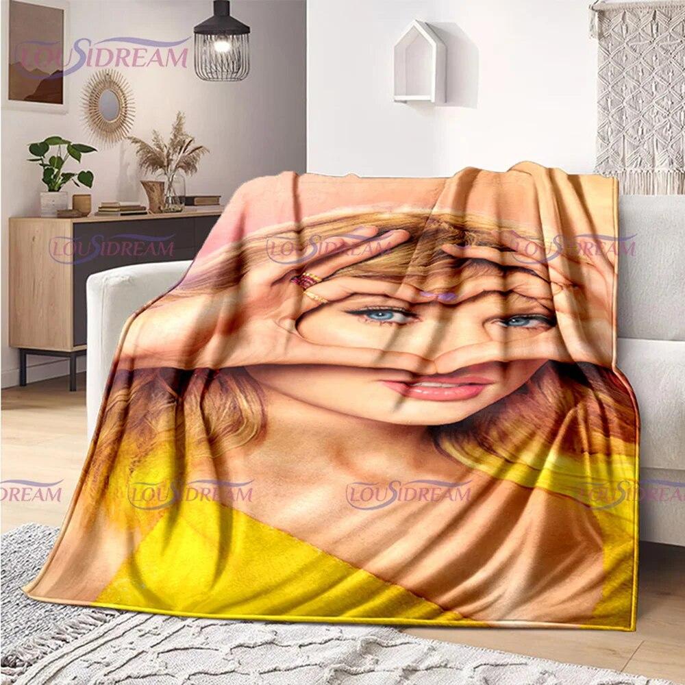 

Pop Female Singer Tay Print Blanket Fashion Design Sense Pattern Printing Blanket Autumn and Winter Warm Blanket Swifties Gift
