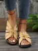 2024 Women's Plus Size Wedge Sandals: Fish Mouth Roman Slippers with Bow Decor & Thick Sole