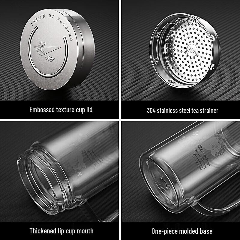 Fuguang Double Wall Borosilicate Glass Tea & Water Bottle with Infuser